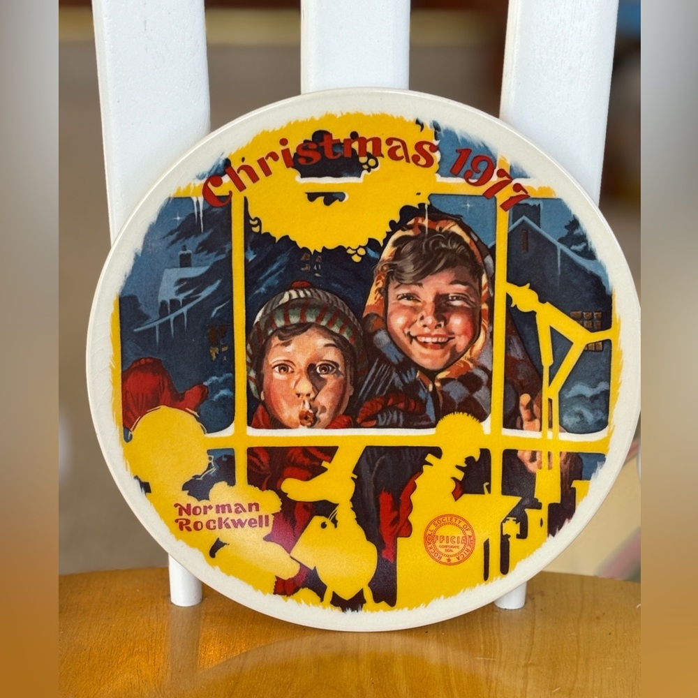 1977 Norman Rockwell "The Toy Shop Window" collector plate.